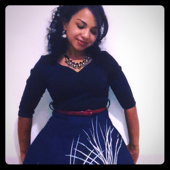 navy blue 50's style dress